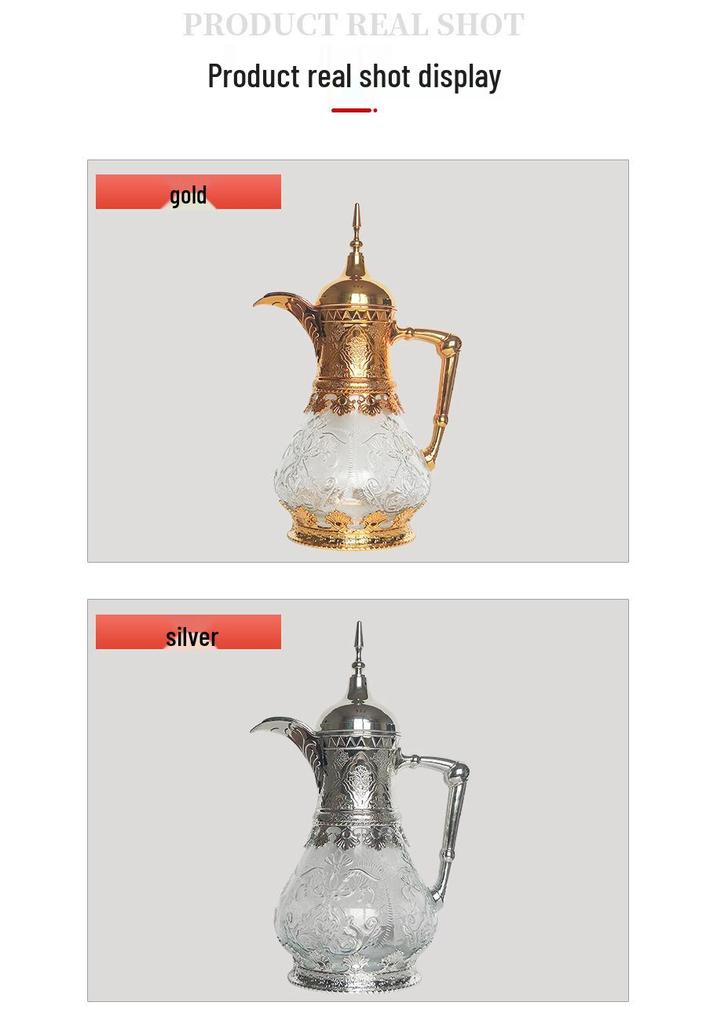 Ensemble de bouilloire à eau froide en verre de luxe pour le Moyen-Orient - Grande capacité, design de haute qualité pour un usage domestique