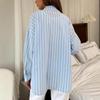 2025 Autumn/Winter Women's Long-Sleeved Striped Cardigan Shirt Jacket