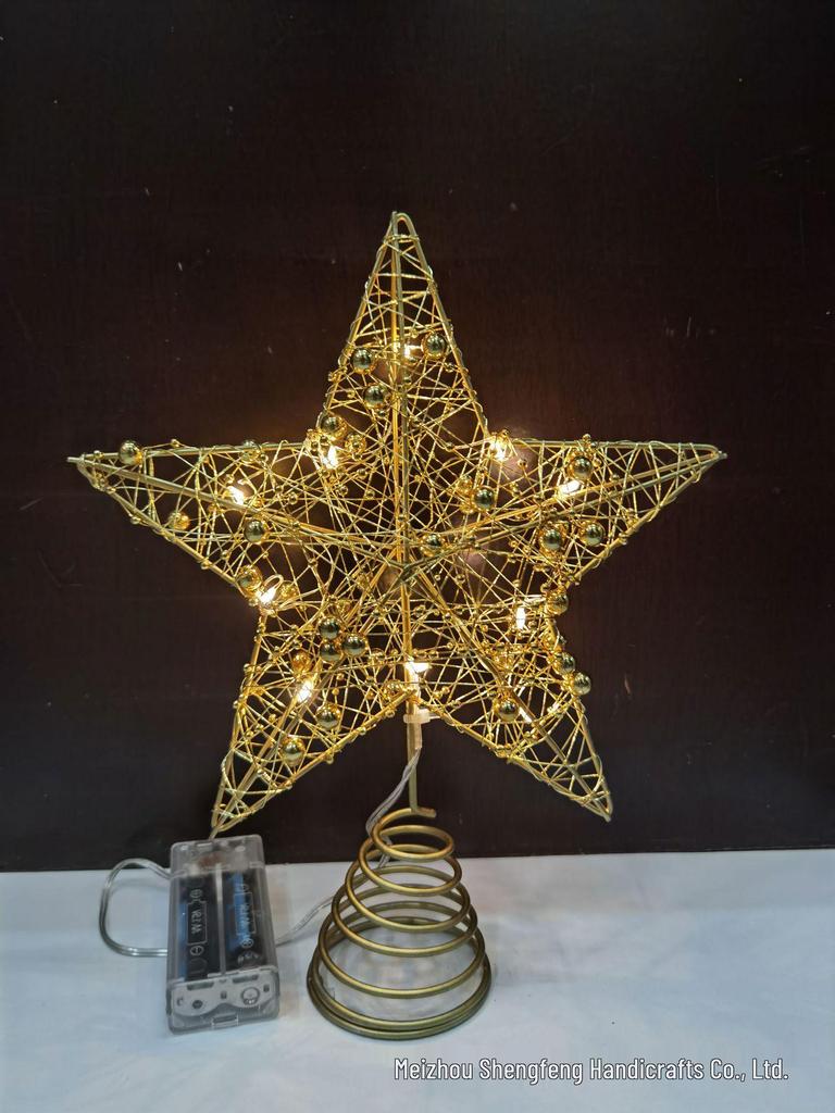 Wrought Iron Luminous Glitter Treetop Star Christmas Decoration