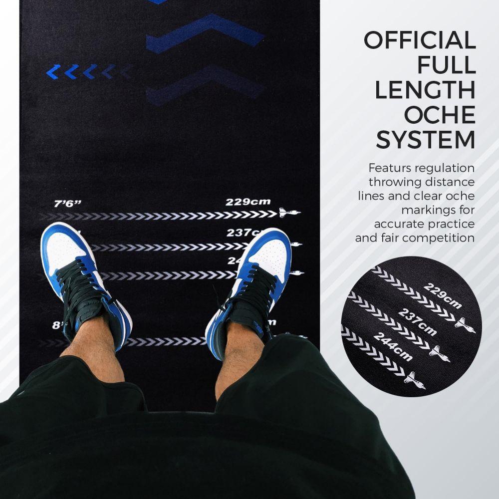 Black Phantom Darts Mat With Official Distance Markings Non-Slip Rug For Home Bar Game Room Decor