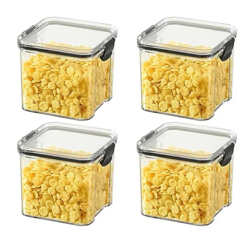 1-4 Stück Versiegelte Gläser Küchen Organizer Getreidelagerboxen Große Kapazität Versiegelter Behälter Gewürzgläser Set Frischhaltebehälter