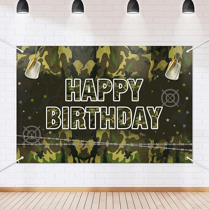 Camouflage Birthday Background Cloth Boy Military Camouflage Camping Military Training Party Decorative Banner Background