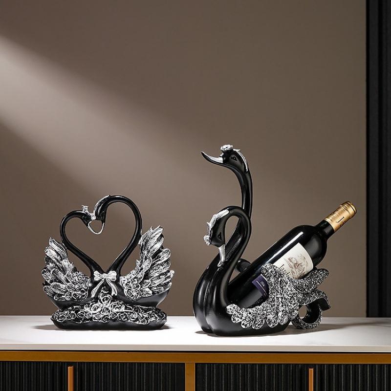 Creative Luxury High-end Red Wine Rack Black Swan Decoration, Wine Cabinet Decoration Red Wine Bottle Rack Decoration