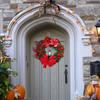 Artificial Berry Garden Wreath With Lamp Bow Ball Big Red Flower Christmas Wreath  Fireplace