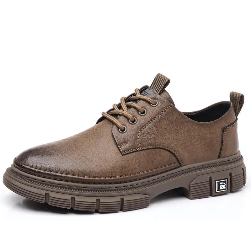 Spring Autumn Platform Shoes for Man Designer Soft-soled Casual Men's Driving Shoes Solid Color Business Men Dress Shoes