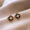 French Black Zirconia Starburst Stud Earrings for Women - Elegant and Versatile Design