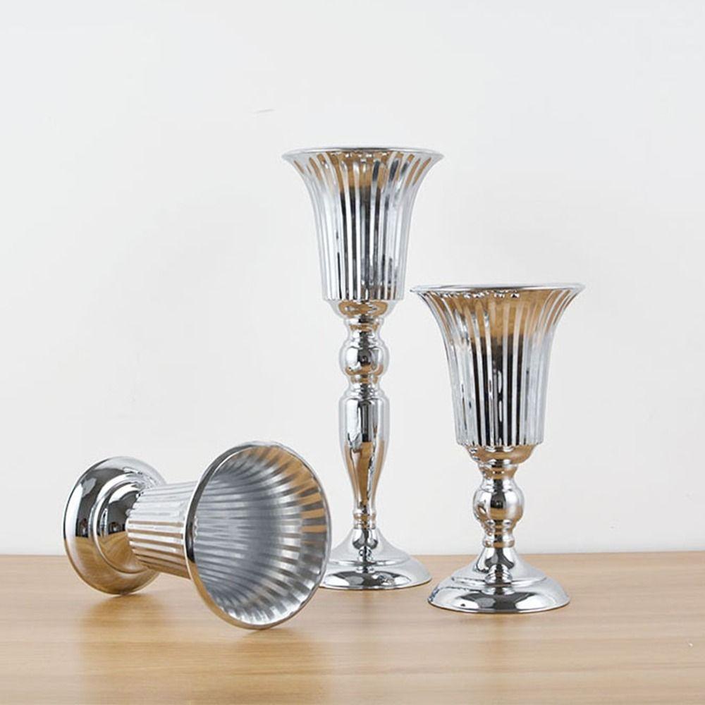 Golden Wedding Flower Vase Decorative Dried Flower Pot Creative Metal Trumpet Vases  Photo Props