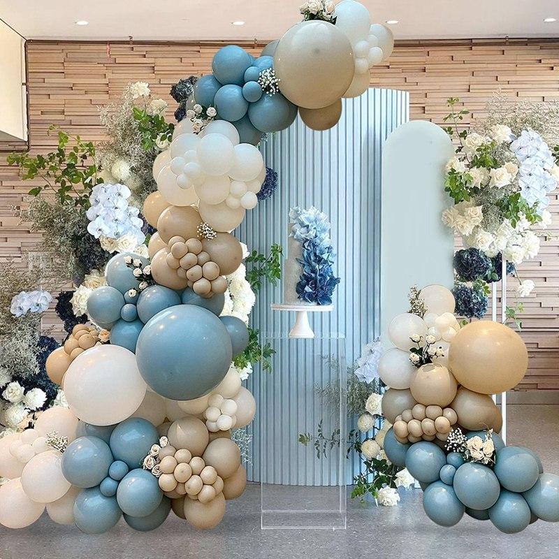 Staubblau Creme Weiß Sand Beige Ballon Girlande Bogen Set Baby Shower Junge 1. Geburtstag Party Dekoration Gender Reveal Zubehör