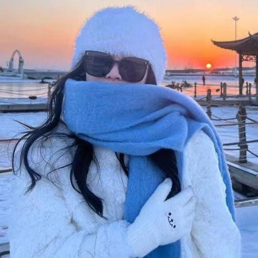 Rainbow Candy Beans Ideas Atmosphere Yarn New Korean Version Scarf Women's Winter Sweet Tassel Warm Imitation Cashmere Scarf