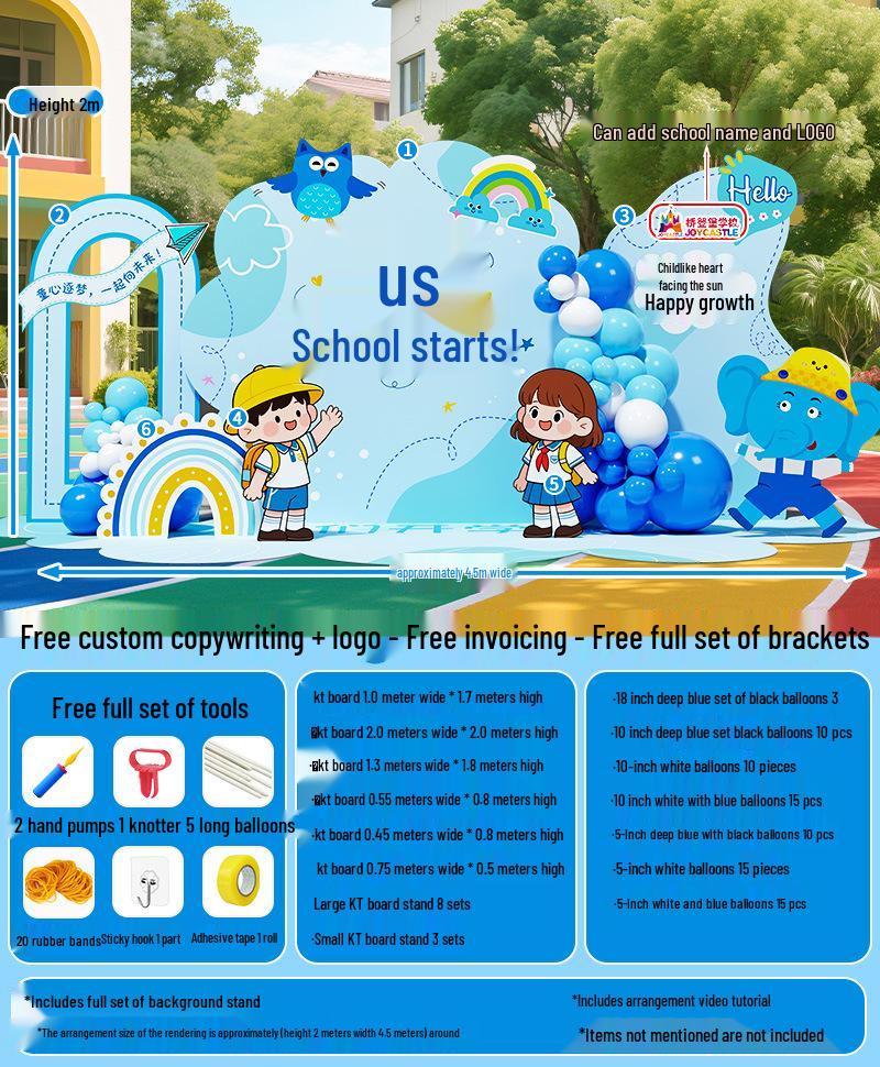 Kindergarten Back-to-School Scene Decoration Balloons Welcome Board for New Semester