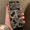 Black Cherry Bow Electroplate Silver IMD Phone Case For  Mi 14 13 12 13T 14T Pro 11 Lite NE Poco F6 X5 X6 M6 Pro 4G Cover