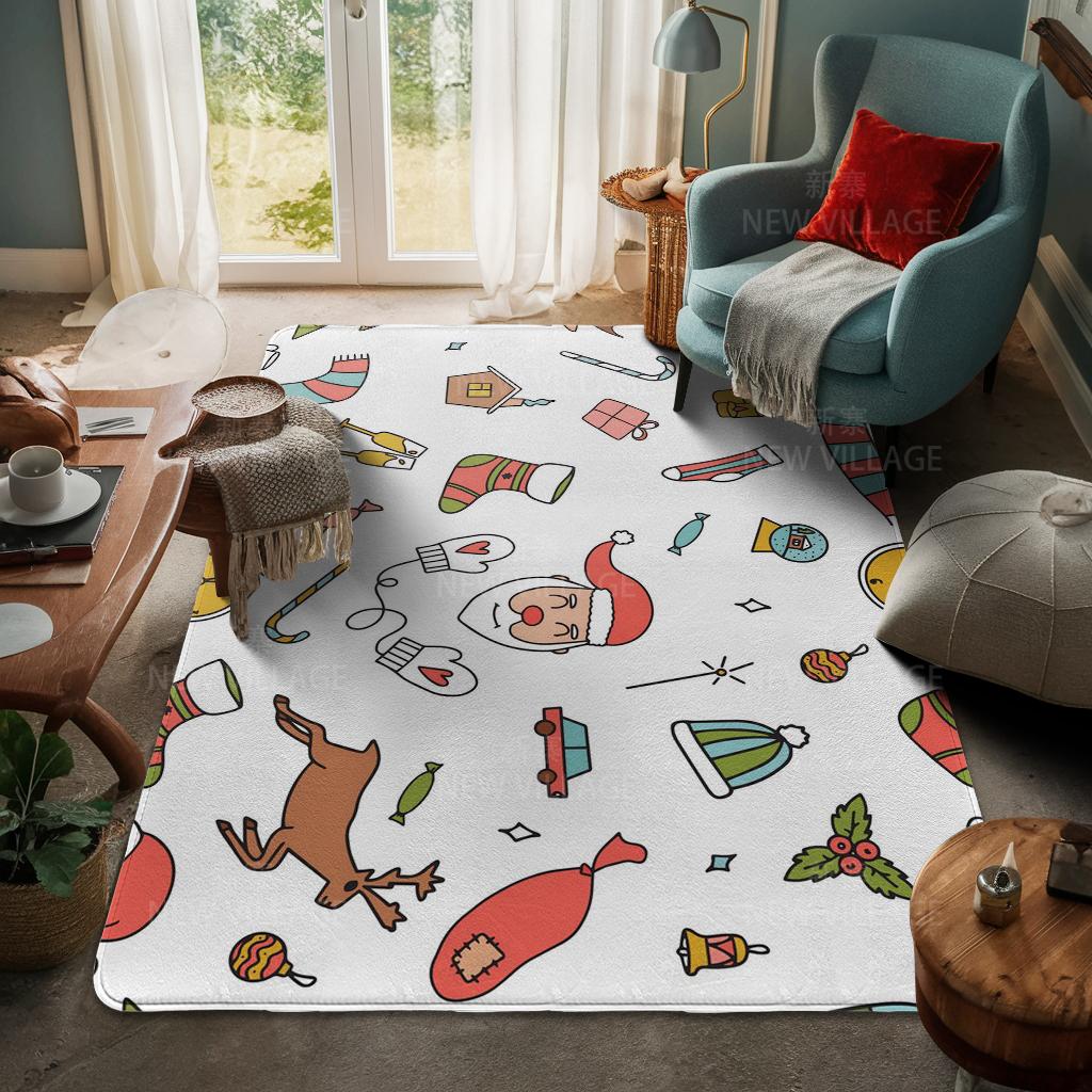 House Entrance Carpet Home Door Mat Living Room Bath Foot Bathroom Non-slip Water Absorption Rugs Bath Merry Christmas Winter