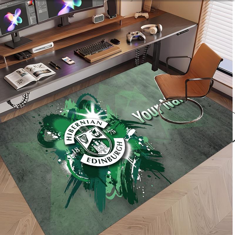 Personalized Crystal Velvet Carpet Hibernian FC Pattern Non Slip Floor Rug
