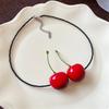 Cherry Pendant Necklace Women Sweet Necklace Playful Necklace Glass Texture for Everyday Wear or Special Occasions
