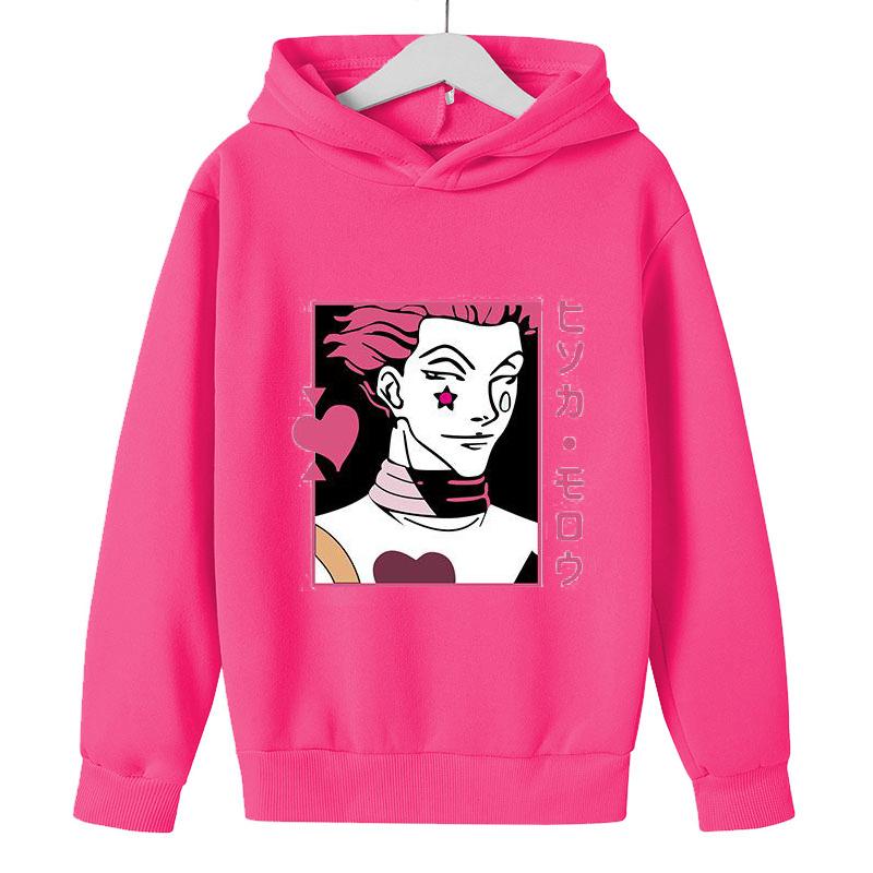 

2023, весна-осень, толстовка с буквенным принтом Hisoka, детская одежда, толстовка с капюшоном в стиле аниме для девочек Hunter X Hunter, свободная одежда в стиле Харадзюку для мальчиков, унисекс 160 розы красного