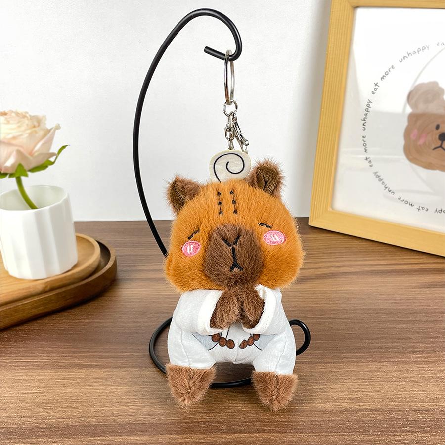 Buddhistische Wasserschwein Plüschpuppen Zen Kleidung Kapibara Puppen Taschen und Anhänger Bestreute und Gefangene Puppen