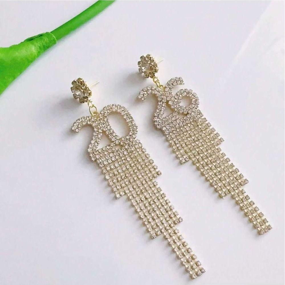 Crystal Jewelry 2026 Stud Earrings Aesthetic Rhinestone Earrings New Year Earrings Christmas