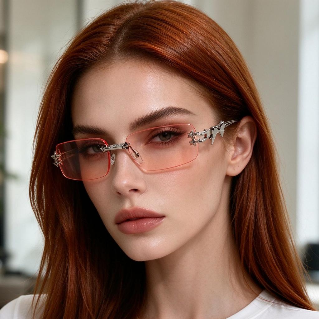 Women's Round-framed Sunglasses with Star-shaped Lenses, Fashionable and Unique, with A Bow-shaped Design. Men's Glasses.