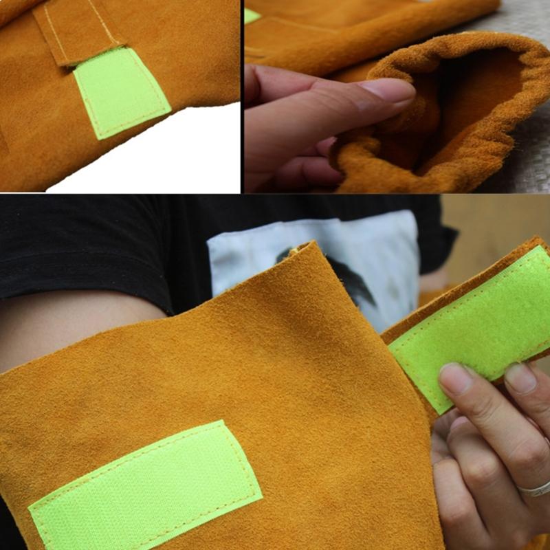 Leather Welding Arm Guards Sleeves Flameproof with Heat Resistant Properties for Metal Workers Metalwork Mechanics 2pcs