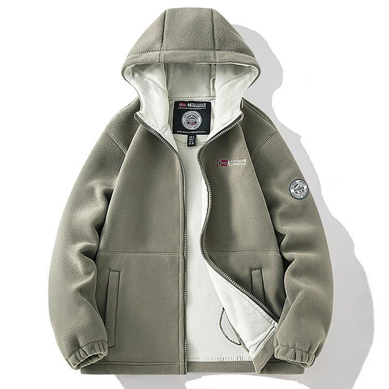 Men Women Fleece Jacket With Hood Warm Winter Thick Polar Outerwear Outdoor Casual Wear