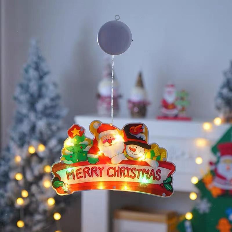 Christmas Decoration Lights, LED Christmas Window Lamp with Suction Cup, Battery Operated Hanging Window Light with Suction Cup