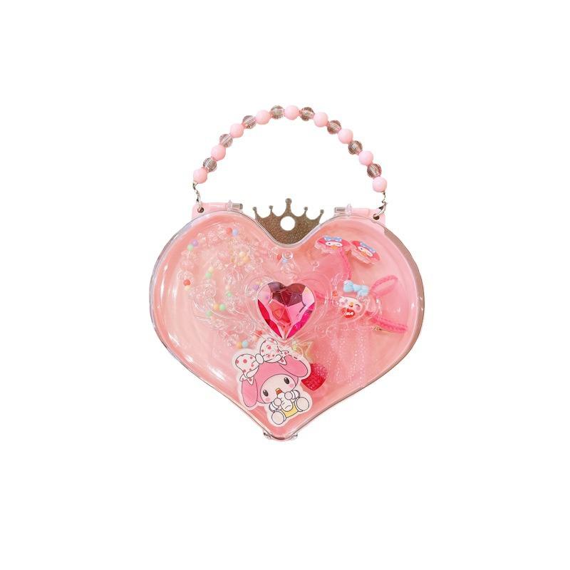 Cartoon Princess Jewelry Set: Necklace, Hair Clip & Ring for Little Girls - Perfect Birthday Gift