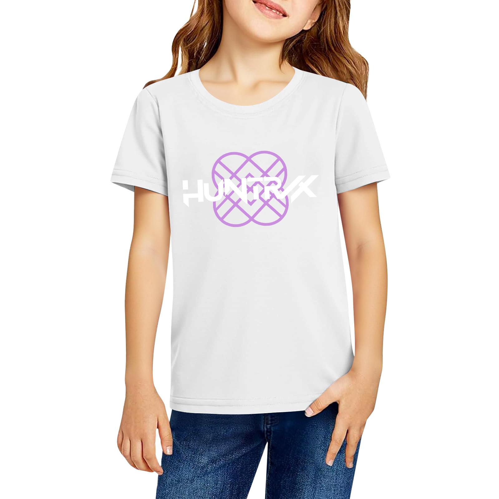 

Модная рабочая одежда с короткими рукавами и круглым вырезом, топы с принтом для детских летних топов 160 белый