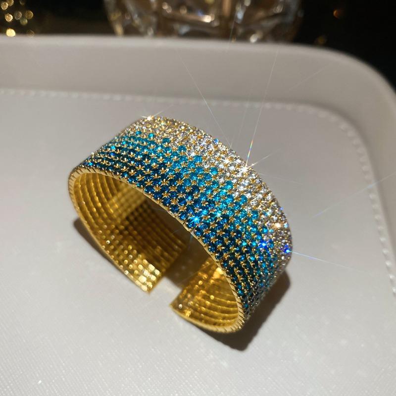Diamond sparkle~ diamond-encrusted multi-layer round gradual change opening bracelet design sense niche bracelet fashionable exquisite jewelry
