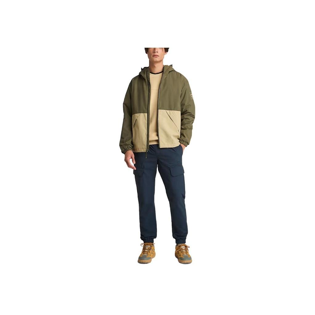 Timberland Hooded Casual Color Block Comfortable Waterproof Windproof Breathable Jacket Men Jacket Army-Green Cane A69PU-EQJ