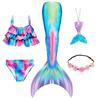 New The Little Mermaid Tails Ariel Memaid Swimsuit Bikini Bathing Suit Halloween Costume Girls Can Add Monofin for Pool Swim