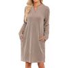 Women's  V Neck Long Sleeve Loose Fit Casual Tunic Dress with Pockets for Daily Wear