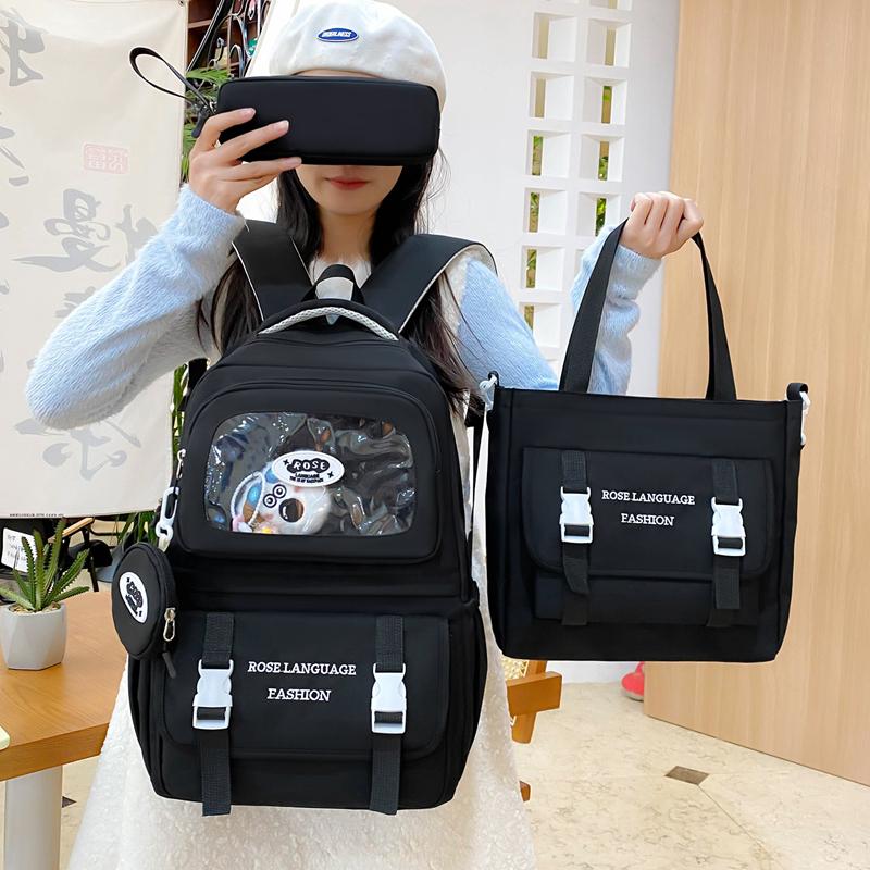 

Three-Piece Schoolbag Set for Primary School Students Women s Letter Print Backpack College Style Large Capacity Backpack жовтий