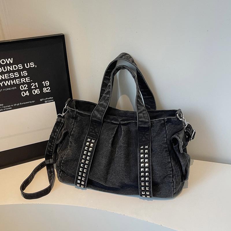 Lazy Denim Bag Women's 2026 New Fashionable Large-capacity Casual Handbag Student Class Commuter Bag