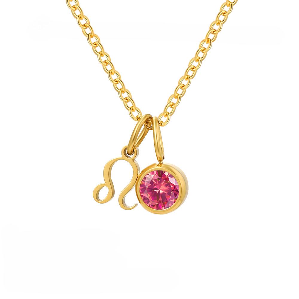 Popular Zodiac Constellation Women s Necklace: 18K Gold-Plated Stainless Steel Pendant