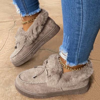 Damen Winter Rundkopf Gepolstert Verdickt Warm Baumwollschuhe Dicksohlig Bequeme Schneestiefel