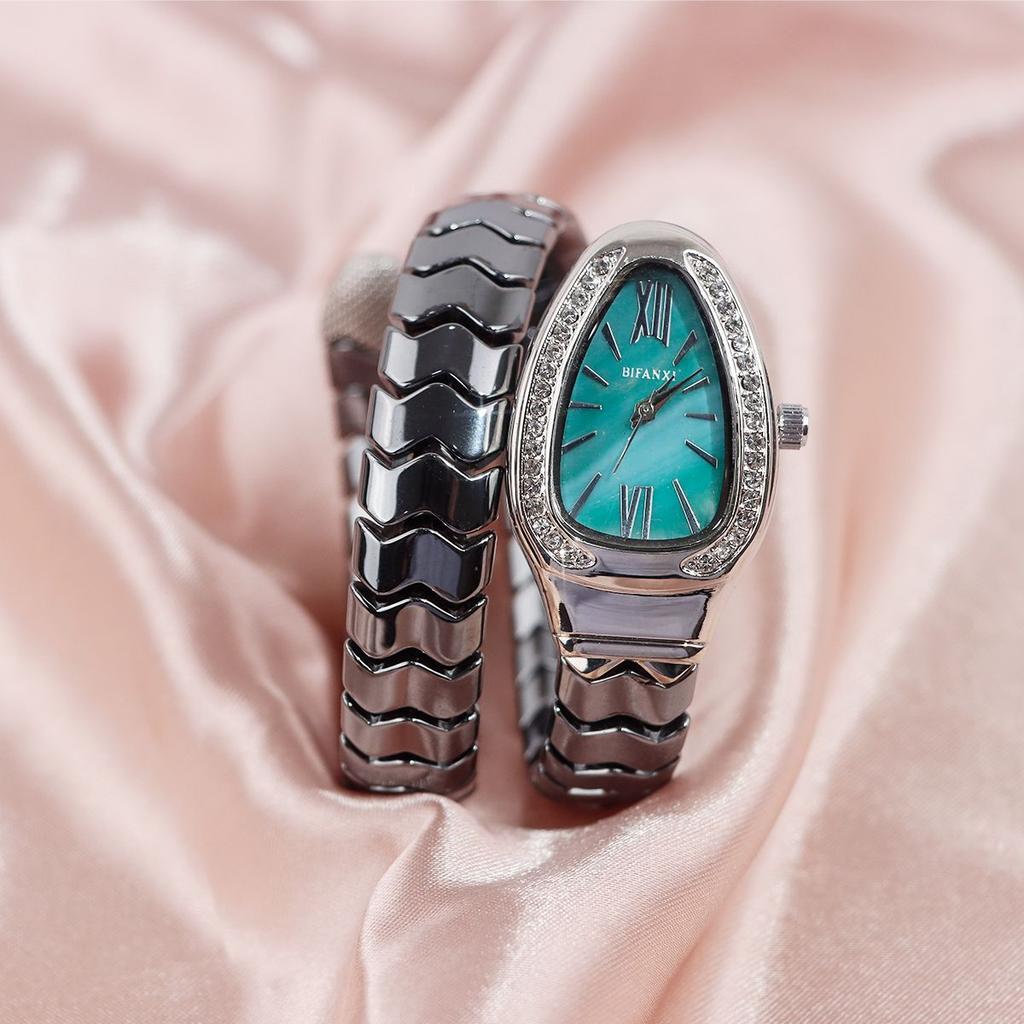 Fashion Black Snake Hot Sell Quartz Watches Women's Full Diamond Steel Strap Watch For Women Bling Unique Luxury Clock Relogio