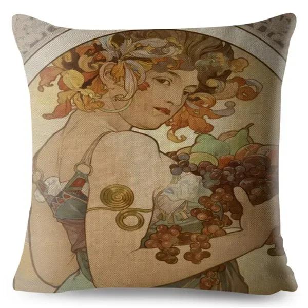 Art Nouveau Mucha Gallery Povlak na polštář Béžový povlak na polštář Autosedačka Home Decor