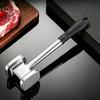 Metal Kitchen Pounder Meat Tenderizer Tool with Textured End and Smooth Striking End for Steak Pork Chicken Cooking and Daily Meals