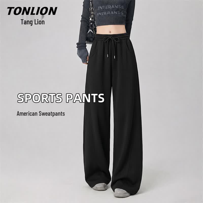 TonLion Women's American Style Drawstring Wide-Leg Pants