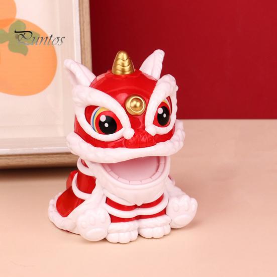 Solar Lion Car Dashboard Ornaments Chinese Style Lucky Lion Dance Model Solar Powered Home Decoration 2024 Year of The Dragon Gift for Drivers
