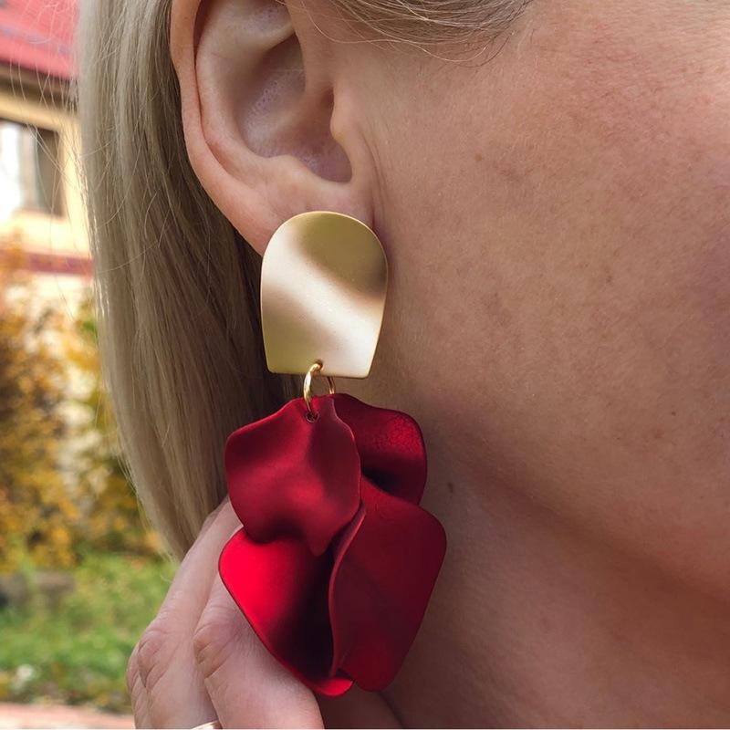 Rose Flower Steel Needle Earrings Simple Ins Earrings