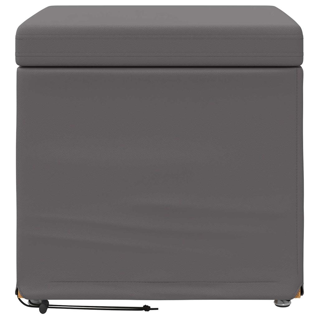 Stool Gray 41 X 41 X 40 Cm Faux Leather and Engineered Wood