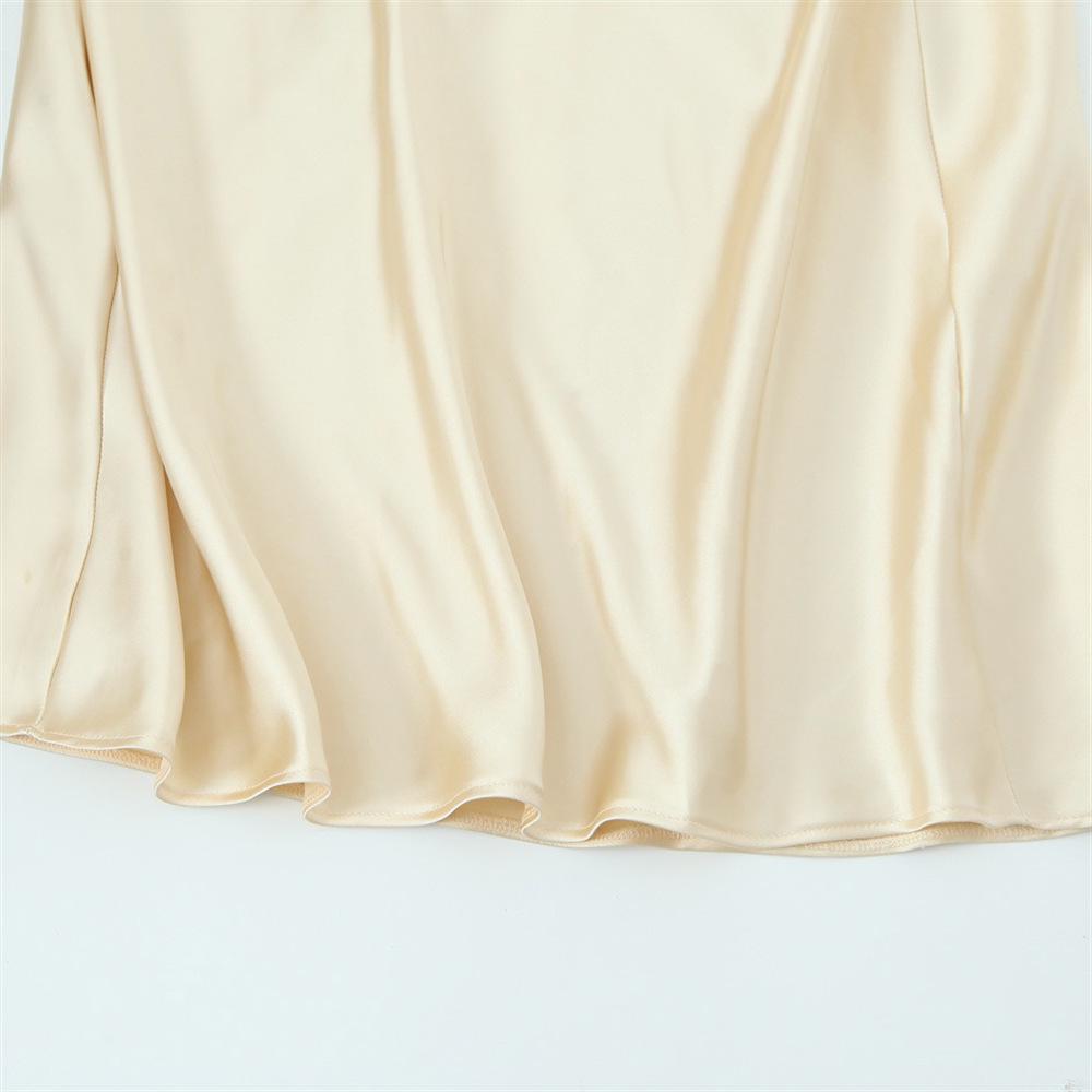 2025 Spring/Summer Women's Slim Silk Satin Scarf Patchwork Dress