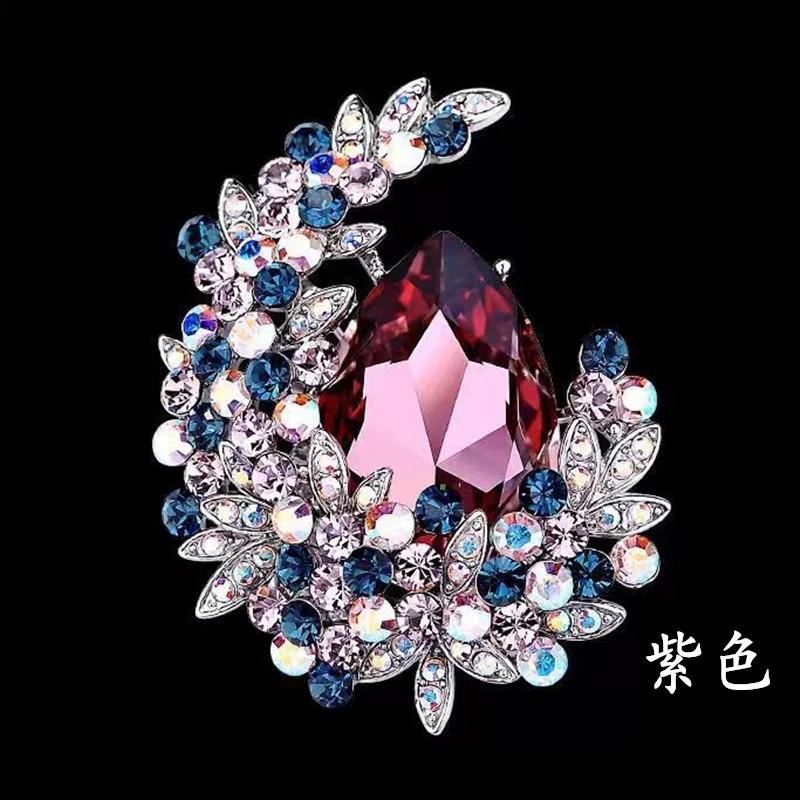 Court Vintage Luxury Crystal Brooch, Exquisite Fashion Coat Suit Accessories Women's Clothing Shawl Buckle Pin