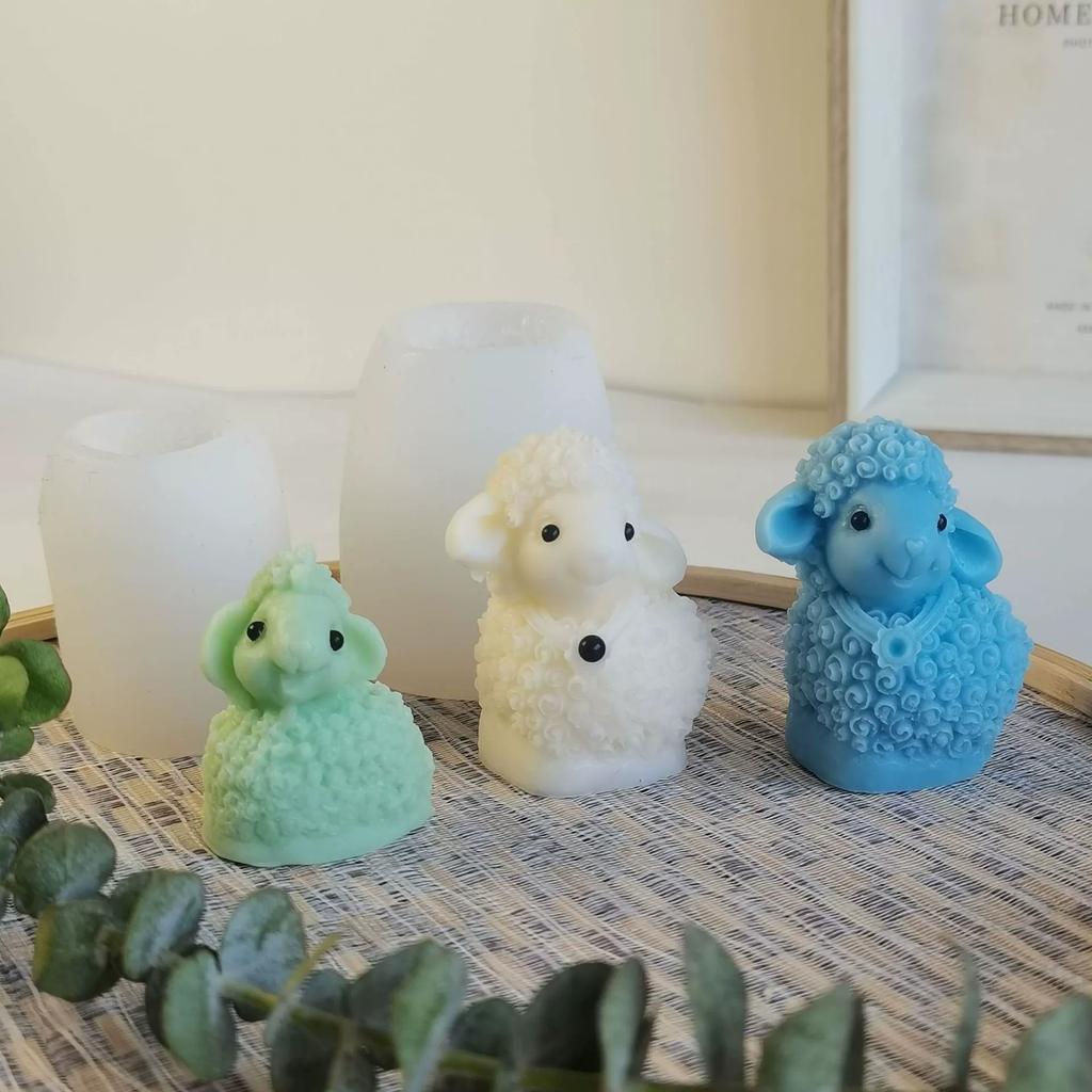 DIY Cartoon Sheep Silicone Candle Molds 3D Animal Candle Gypsum Resin Soap Mold Chocolate Candy Baking Tool Home Crafts Gift