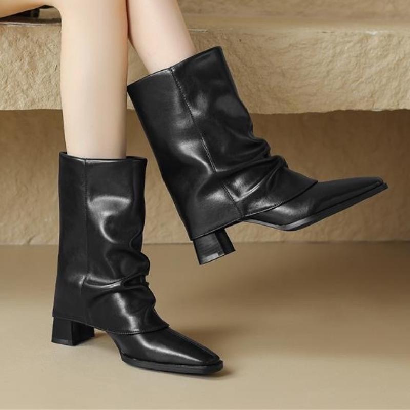 

Fashion Women High Heels Ankle Boots Elegant Fashion Chunky Shoes Designer 2025 Winter Chelsea Boots New Dress Party Woman Pump Botas 40 чёрный