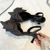 New Popular Striped Bow Ladies Mules Pointed Toe Low Heel Back Strap Pumps Elegant Casual Comfortable High Heels Sandals