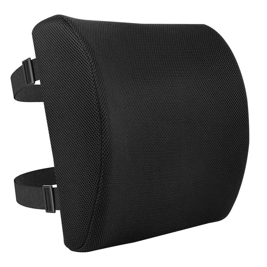 Amazon Basics Rectangular Back Support Cushion for Office Desk Chairs, Memory Foam, Black