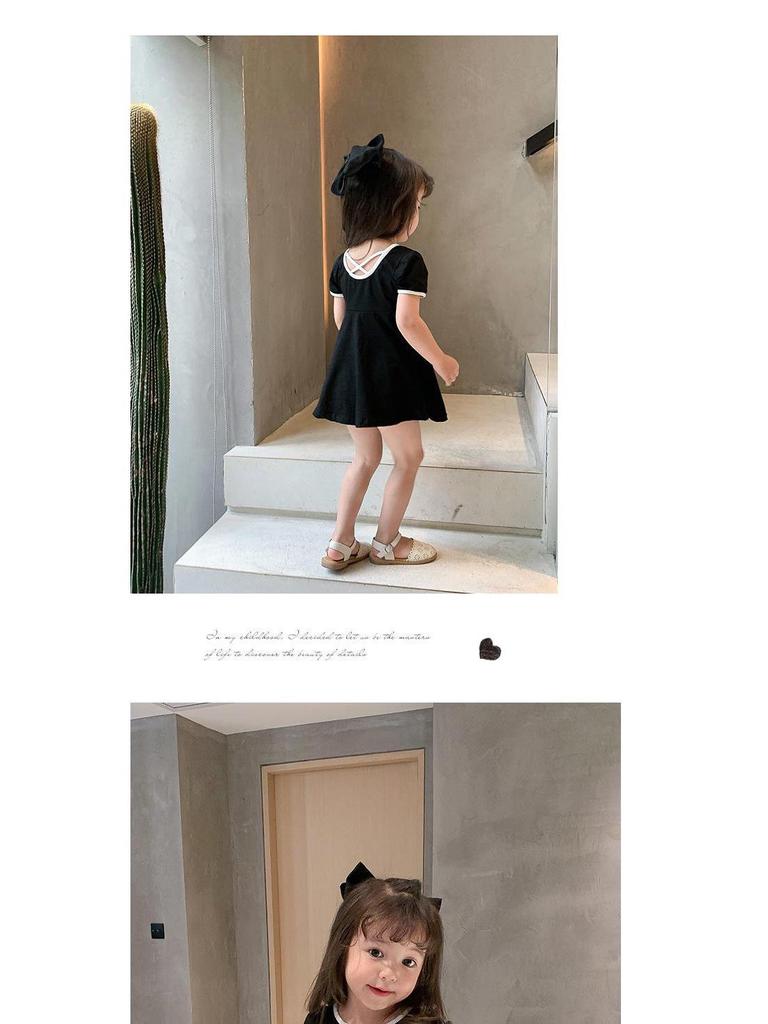 2025 Sommer Mädchen Orange Prinzessinnenkleid - Kurzärmlig, Einfarbig, Koreanischer Stil