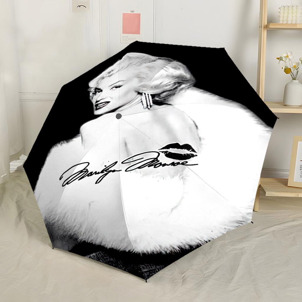 Marilyn Monroe Iconic Style Portable Automatic Umbrella Compact & Durable 8-Rib Design Sturdy Construction Travel Essential Compact Folding Umbrella